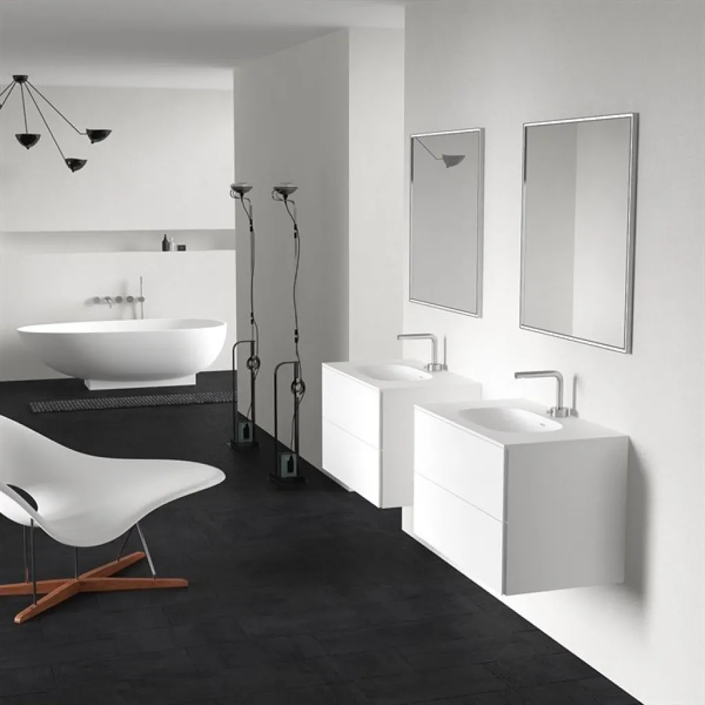 Block Soft 80 - Baderomsmøbel 80x46 cm, matt hvit med SolidTec® vask