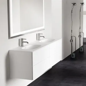 Block Soft 180D - Baderomsmøbel 180x46 cm, Mathvid m/SolidTec® dobbel vask