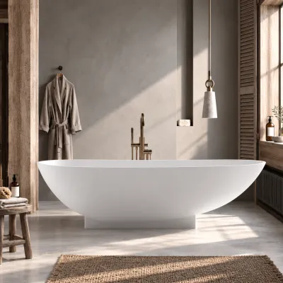 Boheme 182 - Badekar 182x82, Massiv matt hvitt SolidTec®
