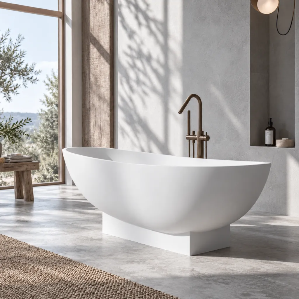 Boheme 182 - Badekar 182x82, Massiv matt hvitt SolidTec®