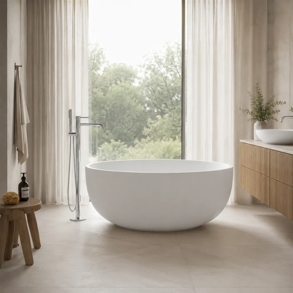 Cheese Ø135 - Badekar Ø135, Solid Matt Hvit SolidTec®