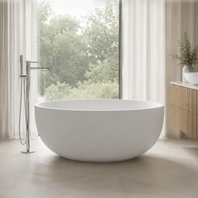 Cheese Ø135 - Badekar Ø135, Solid Matt Hvit SolidTec®