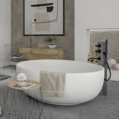 Cheese Ø135 - Badekar Ø135, Solid Matt Hvit SolidTec®
