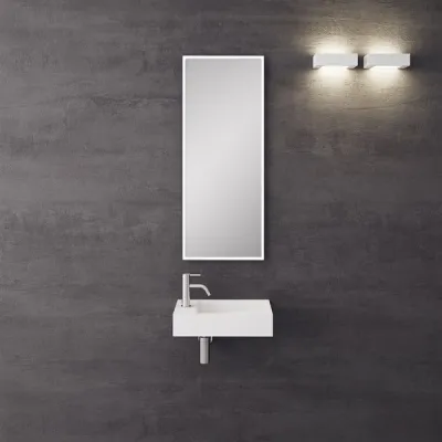 Kubo 45R - 45x25 Vask til højre Matt Hvit SolidTec®