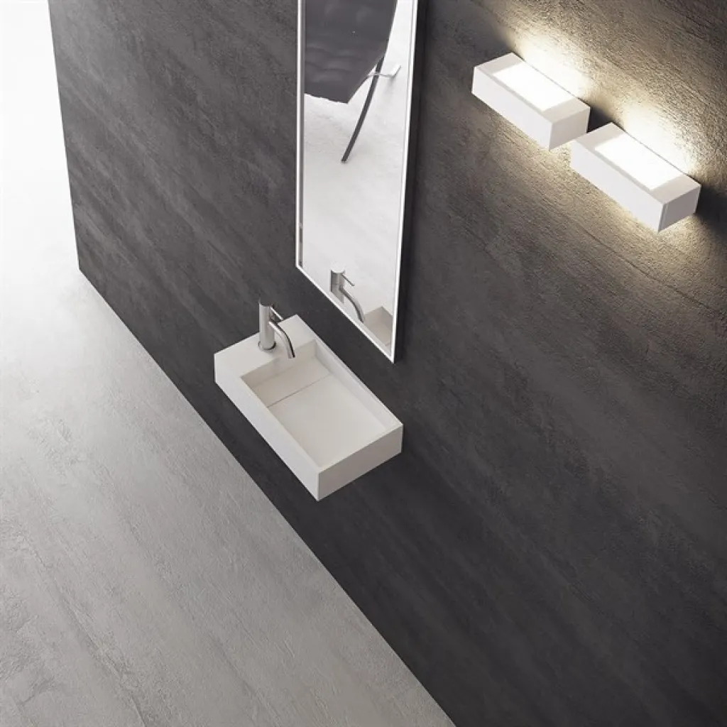 Kubo 45R - 45x25 Vask til højre Matt Hvit SolidTec®
