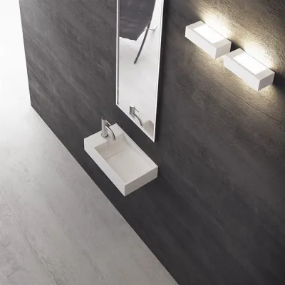 Kubo 45R - 45x25 Vask til højre Matt Hvit SolidTec®