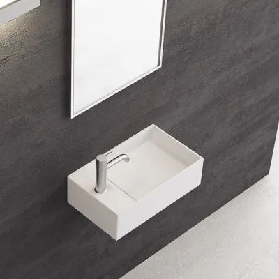 Kubo 45R - 45x25 Vask til højre Matt Hvit SolidTec®