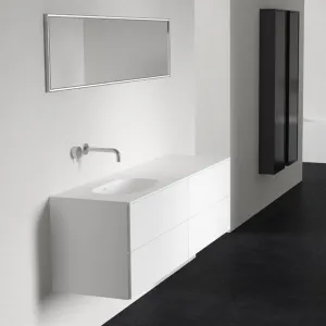 Block Soft 180L - Baderomsmøbel 180x46 cm, Mathvid m/SolidTec® vask til venstre