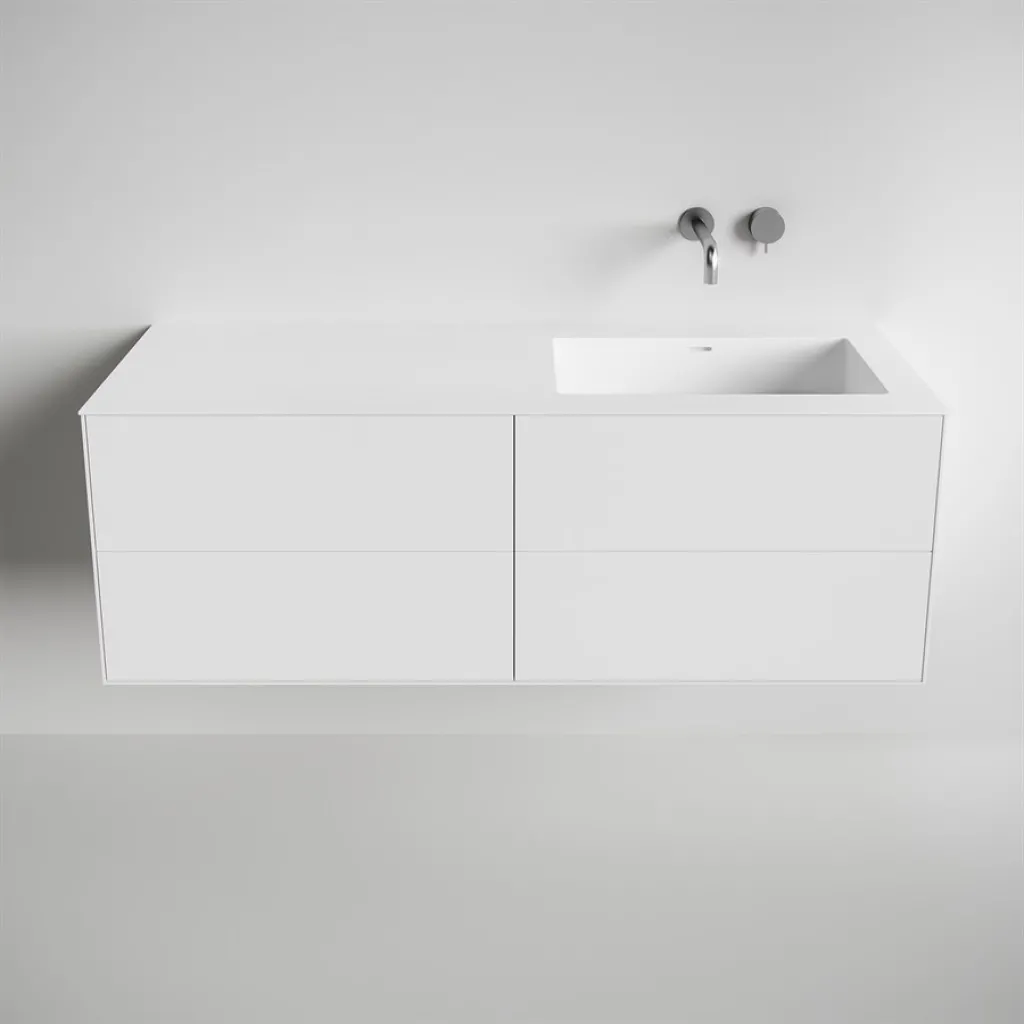 Copenhagen Chic 140R - Baderomsmøbler, Corian®, Matt hvit