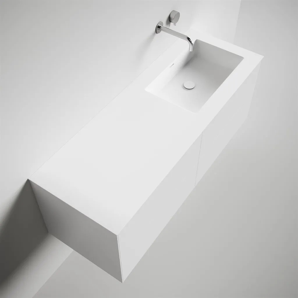 Copenhagen Chic 140R - Baderomsmøbler, Corian®, Matt hvit