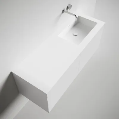 Copenhagen Chic 140R - Baderomsmøbler, Corian®, Matt hvit