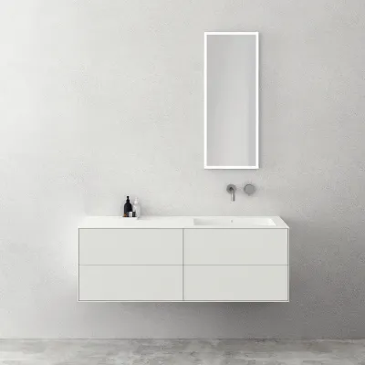 Copenhagen Chic 140R - Baderomsmøbler, Corian®, Matt hvit