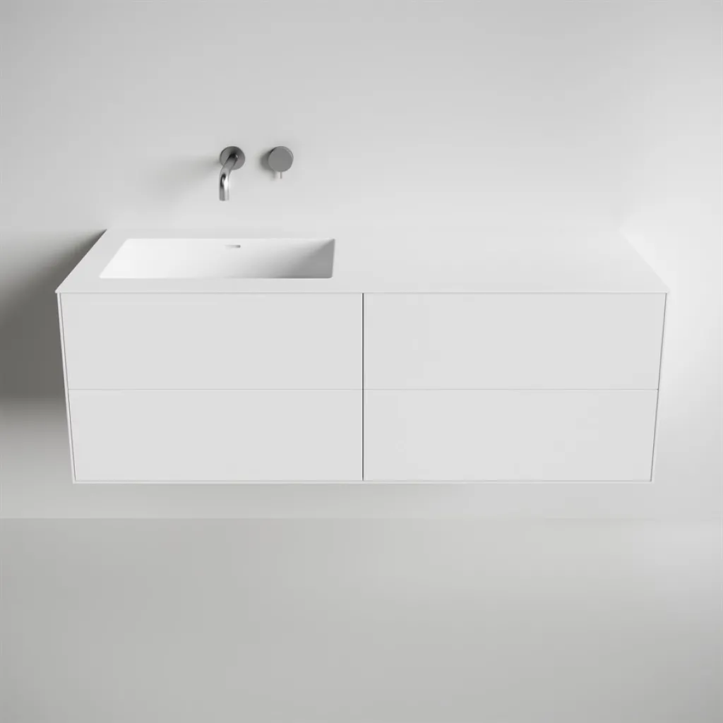 Copenhagen Chic 140L - Baderomsmøbler, Corian®, Matt hvit
