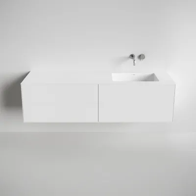 Copenhagen Chic 180R - Baderomsmøbler, Corian®, Matt hvit