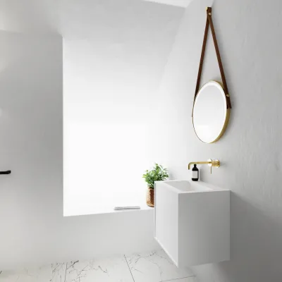 Compact Waterproof 50x40 - Vaskeskap, Matt Hvit SolidTec®