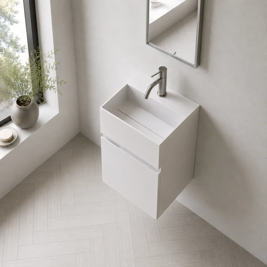 Compact 05 - Vaskeskap 32x28, Matt Hvit SolidTec®