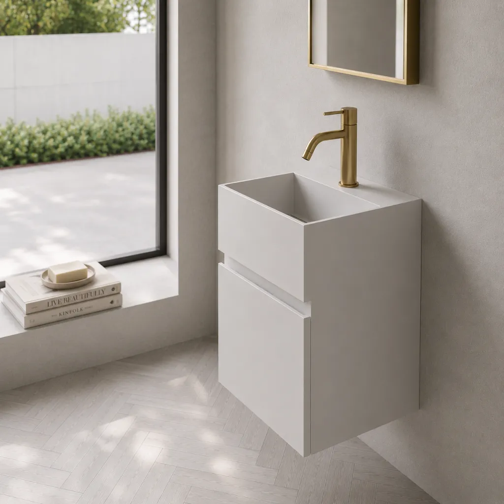 Compact 05 - Vaskeskap 32x28, Matt Hvit SolidTec®