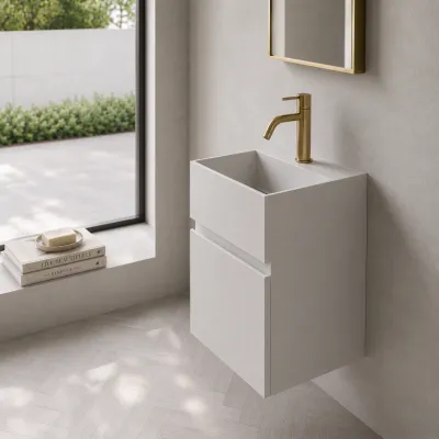 Compact 05 - Vaskeskap 32x28, Matt Hvit SolidTec®