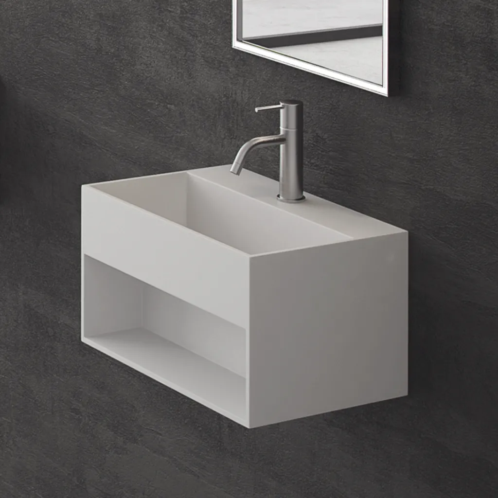 Boxo 45S - 45x30 cm Servant med oppbevaring, Mathvid SolidTec®