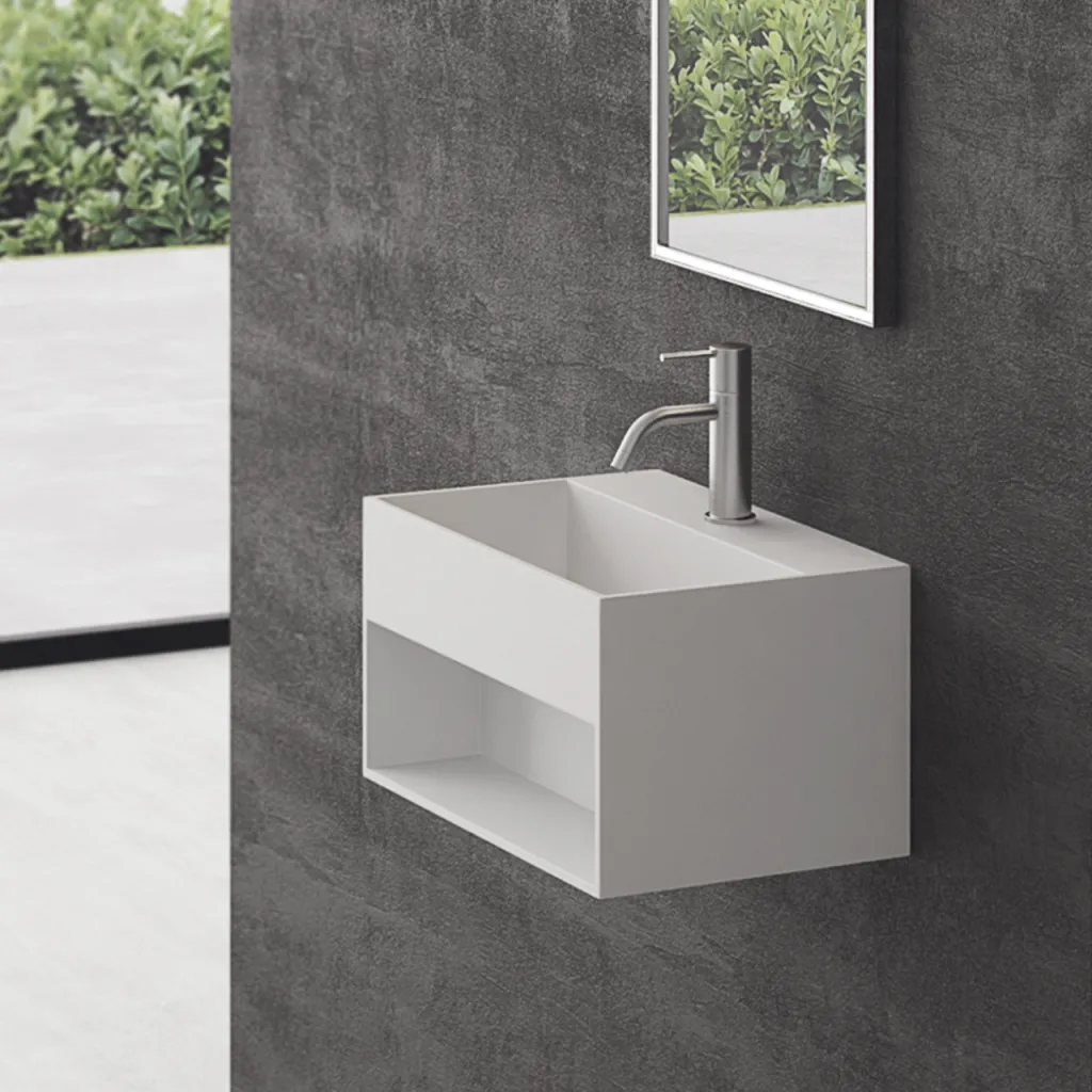 Boxo 45S - 45x30 cm Servant med oppbevaring, Mathvid SolidTec®