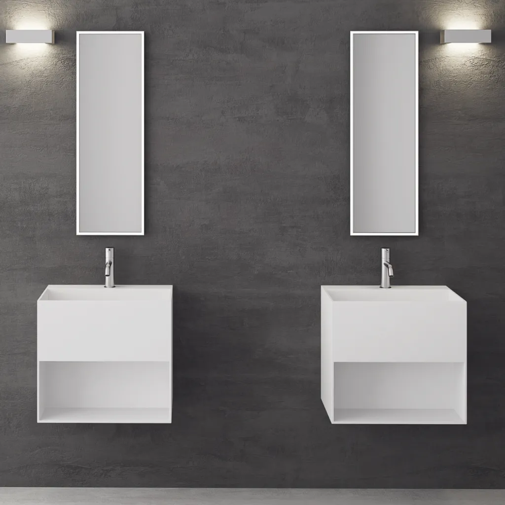 Boxo 55 - 55x40 Vask med oppbevaring, Matt Hvit SolidTec®