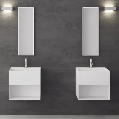 Boxo 55 - 55x40 Vask med oppbevaring, Matt Hvit SolidTec®