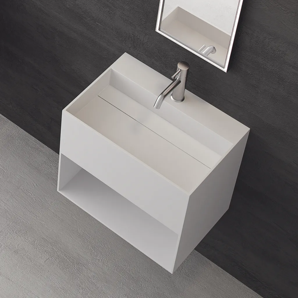 Boxo 55 - 55x40 Vask med oppbevaring, Mathvid SolidTec®