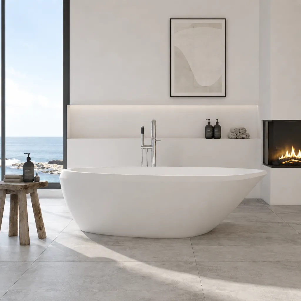 Spazio 192 - Badekar 192x110, Massiv matt hvit SolidTec®