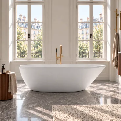 Spazio 192 - Badekar 192x110, Massiv matt hvit SolidTec®
