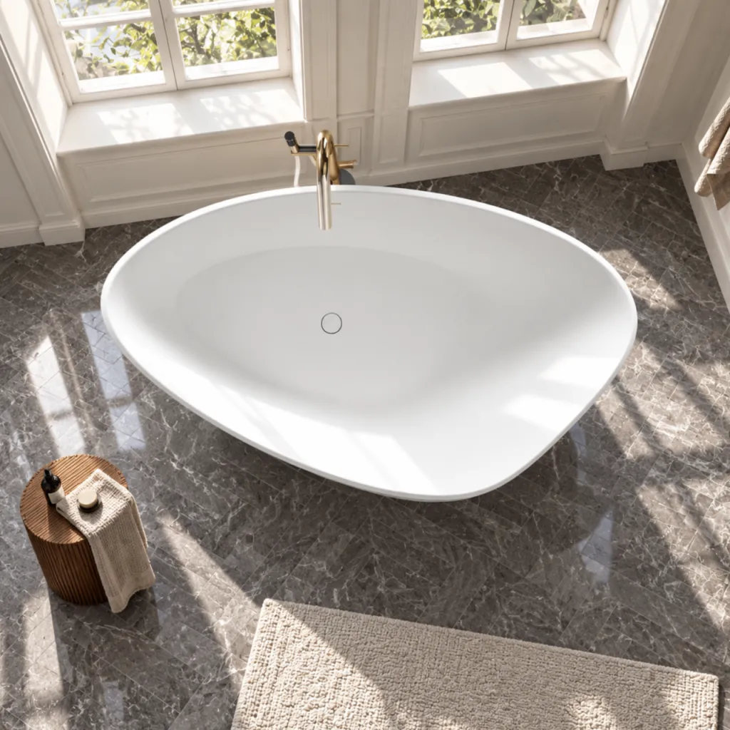Spazio 192 - Badekar 192x110, Massiv matt hvit SolidTec®