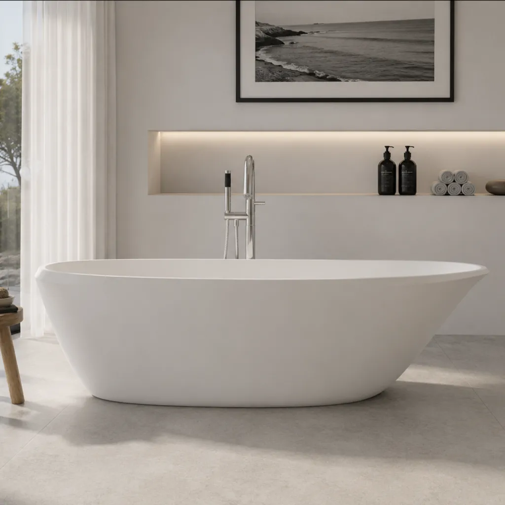 Spazio 192 - Badekar 192x110, Massiv matt hvit SolidTec®