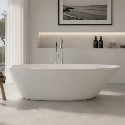 Spazio 192 - Badekar 192x110, Massiv matt hvit SolidTec®