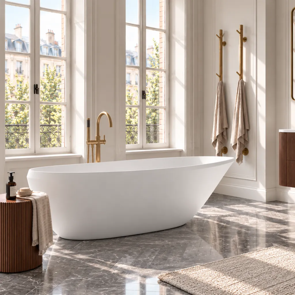 Spazio 192 - Badekar 192x110, Massiv matt hvit SolidTec®
