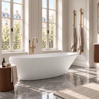 Spazio 192 - Badekar 192x110, Massiv matt hvit SolidTec®