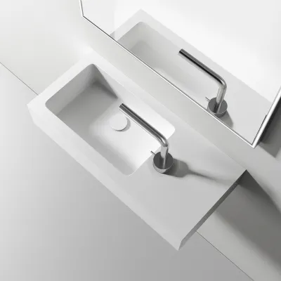 Waterproof 70L - 70x32 cm vask til venstre, Matt Hvit SolidTec®
