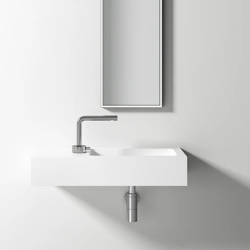 Waterproof 70R - 70x32 cm vask til høyre, Matt Hvit SolidTec®