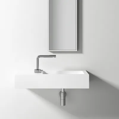 Waterproof 70R - 70x32 cm vask til høyre, Matt Hvit SolidTec®