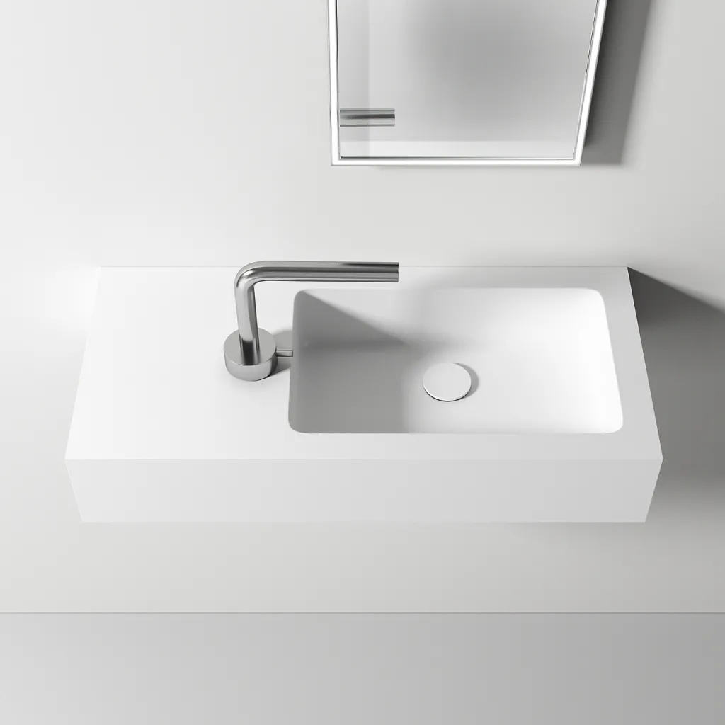 Waterproof 70R - 70x32 cm vask til høyre, Matt Hvit SolidTec®