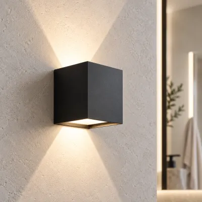 UP&DOWN - LED-vegglampe, 100x100, IP 54, svart