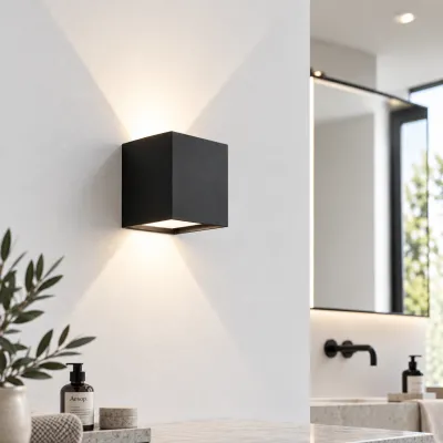 UP&DOWN - LED-vegglampe, 100x100, IP 54, svart