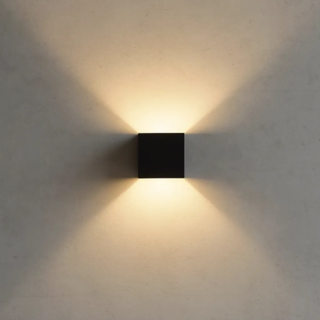 UP&DOWN - LED-vegglampe, 100x100, IP 54, svart