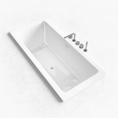 Pulcher Flat 1700 - Innebygget badekar 170x80 cm., Blank Hvit
