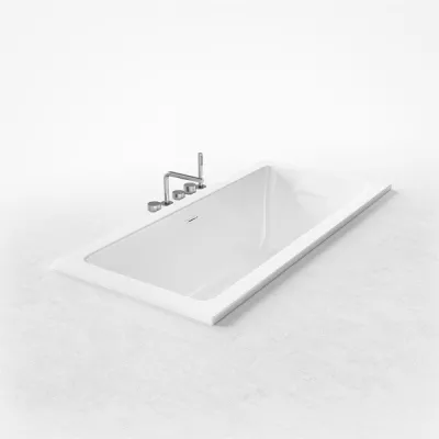 Pulcher Flat 1700 - Innebygget badekar 170x80 cm., Blank Hvit