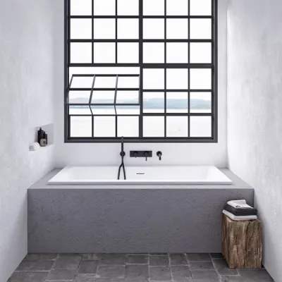 Pulcher Flat 1700 - Innebygget badekar 170x80 cm., Blank Hvit