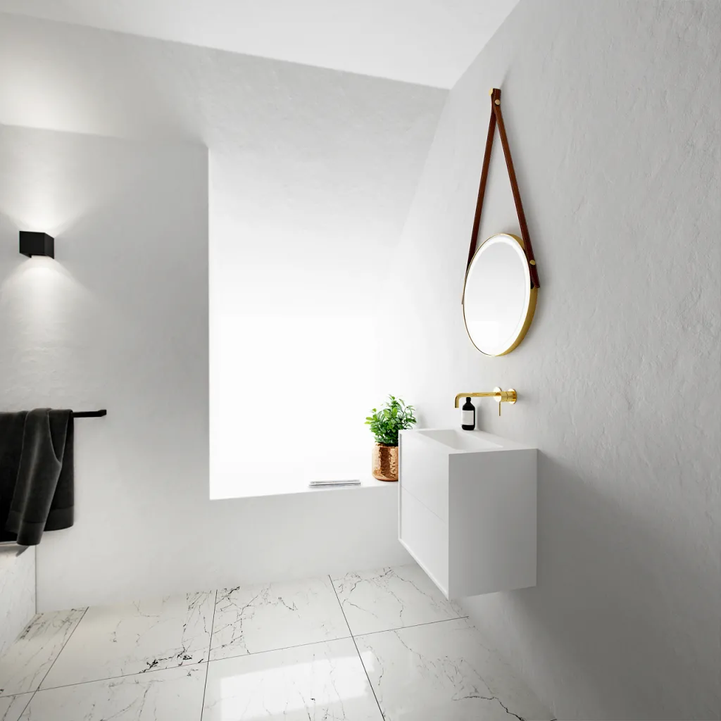 Compact 2 Waterproof 50X35 - Vaskeskap, Matt Hvit SolidTec®