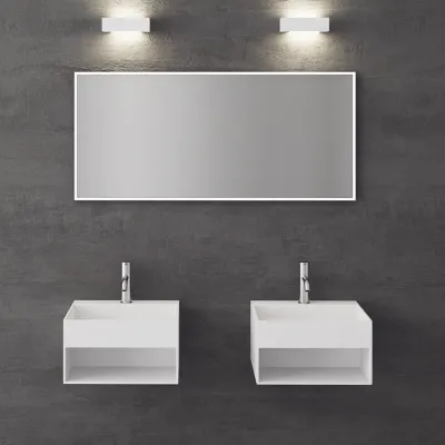 Boxo 45L - 45x40 Servant med oppbevaring, Matt Hvit SolidTec®