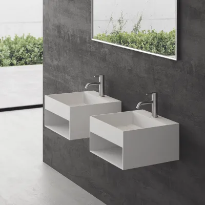 Boxo 45L - 45x40 Servant med oppbevaring, Matt Hvit SolidTec®