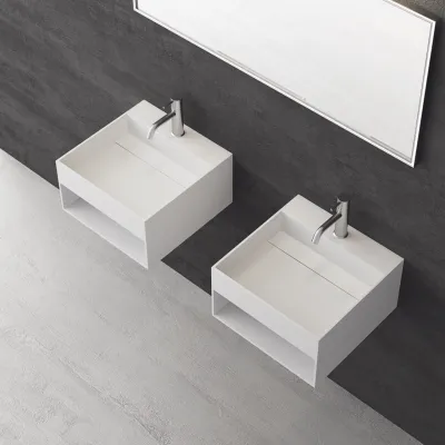 Boxo 45L - 45x40 Servant med oppbevaring, Matt Hvit SolidTec®