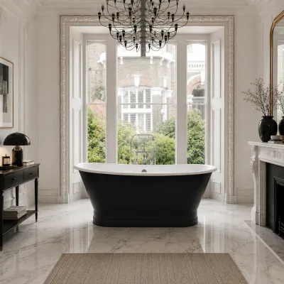 The York 170 - Black & White, emaljert støpejernsbadekar