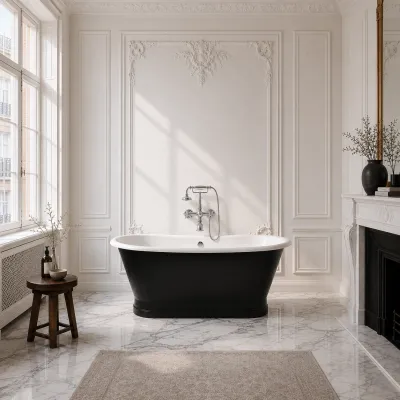 The York 170 - Black & White, emaljert støpejernsbadekar